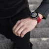 Andningsbart rött silikonarmband för tillbehör 24 mm Andningsbart rött silikonarmband för tillbehör 24 mm