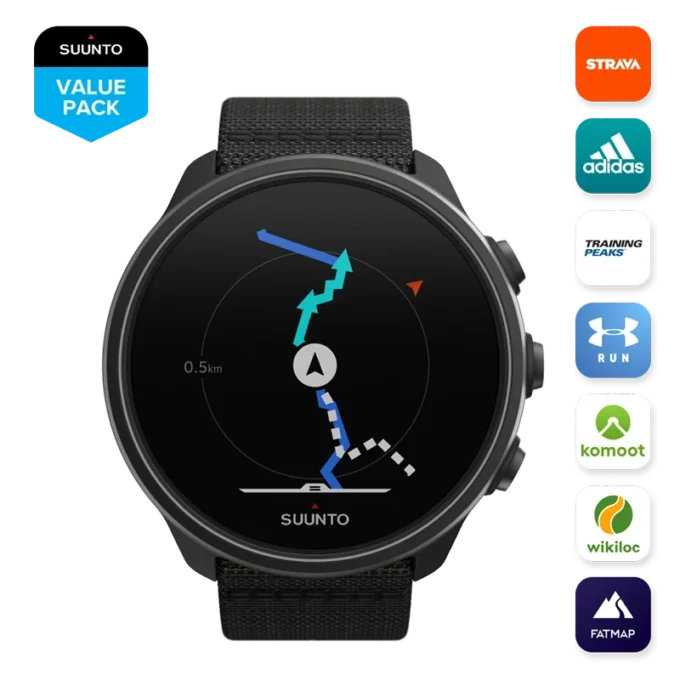 Suunto 9 Baro charcoal black titanium hållbar GPS-klocka