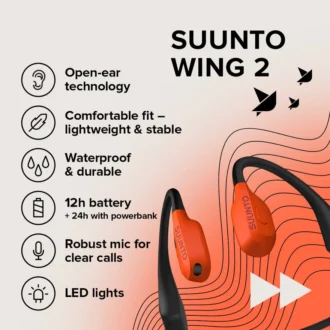 Suunto Wing 2 korallorange – förstklassiga hörlurar med benledning