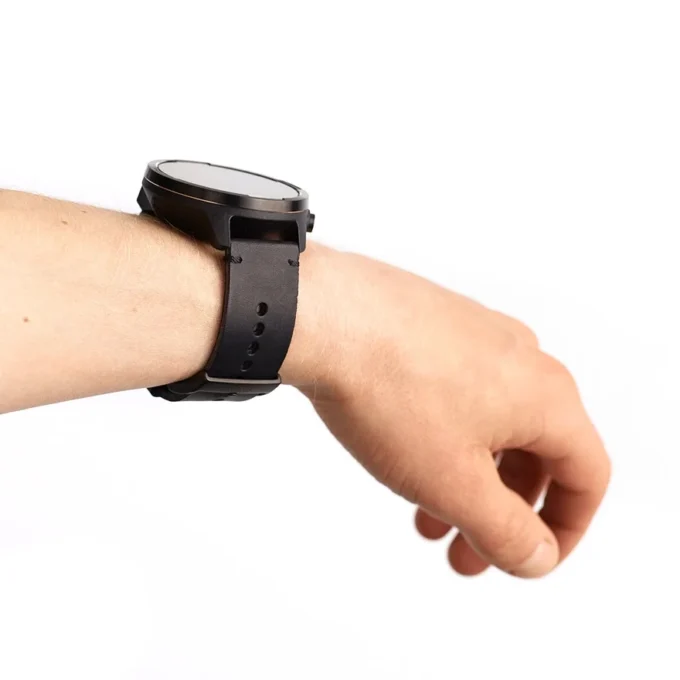 Svart 24 mm Suunto-klockarmband i läder för stadsbruk Svart 24 mm Suunto-klockarmband i läder för stadsbruk